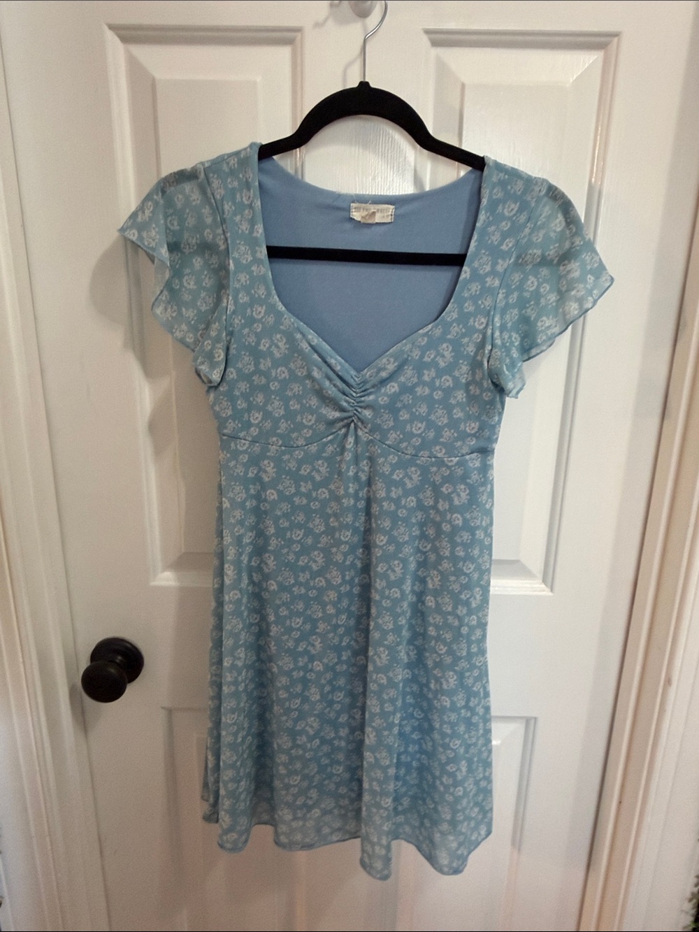 See You Monday Light Blue Floral Mini Dress
